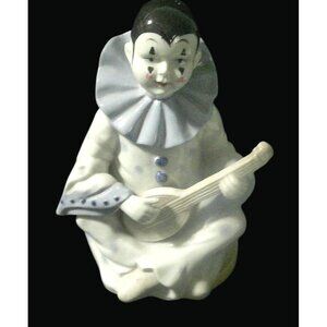 Vintage Japanese Emson Porcelain Clown Figurine Wind-up Music Box I01 F